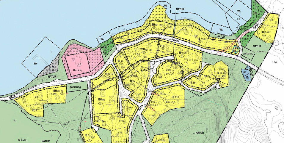 Färgglad karta över fastighetsgränser.